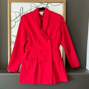 Vintage Red Double Breasted Blazer w/ Red Buttons Women's Size 6 Medium